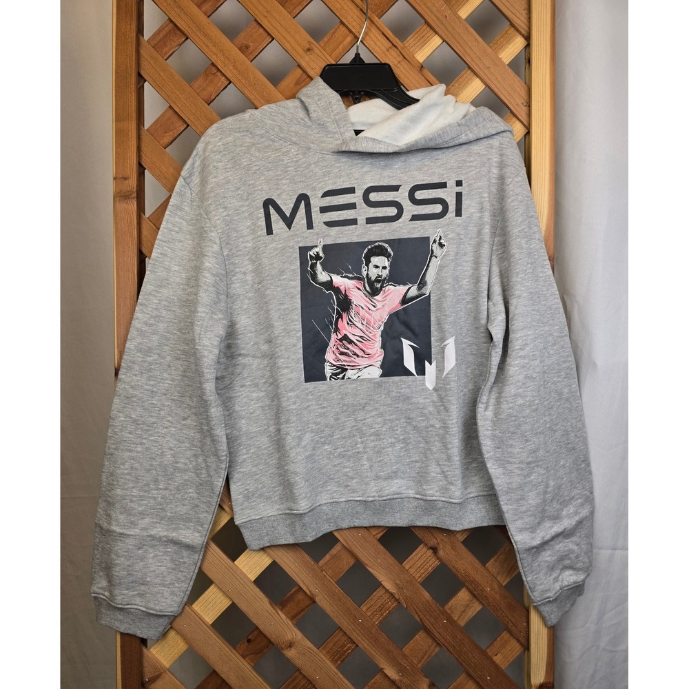 Messi Collection Graphic Hoodie Boys XL 18 Gray Soccer Lionel Messi - New